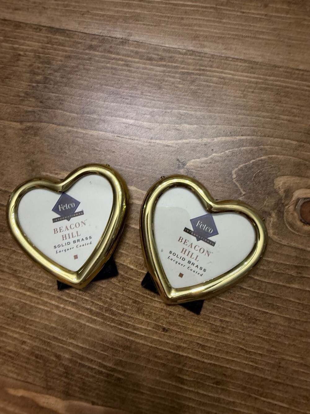 Fetco Beacon Hill Solid Brass Lacquer Coated Heart Shaped Picture Frames Set of